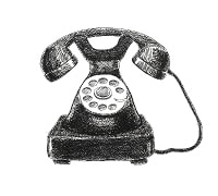 disegno telefono nero antico